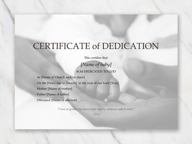Baby Dedication Certificate Templates Baby Dedication Certificate Template for Word [free Printable]