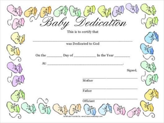 Baby Dedication Certificate Templates Printable Baby Dedication Certificate