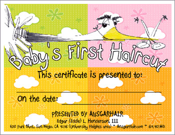Baby First Haircut Certificate Ansgarhair Kids Cuts