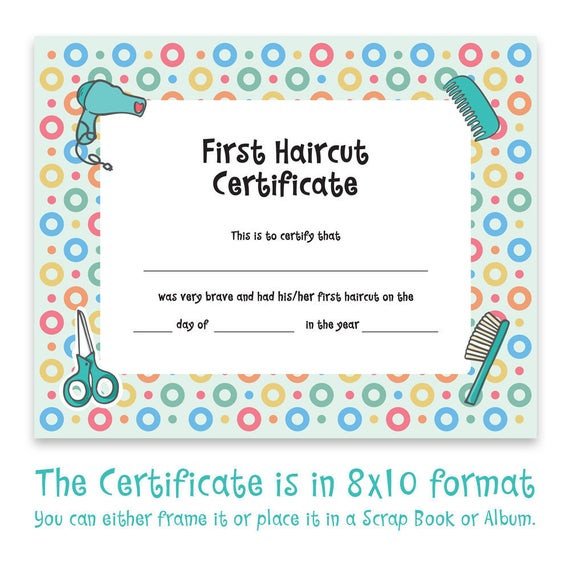 Baby First Haircut Certificate Baby First Haircut Certificate Haircut Certificate
