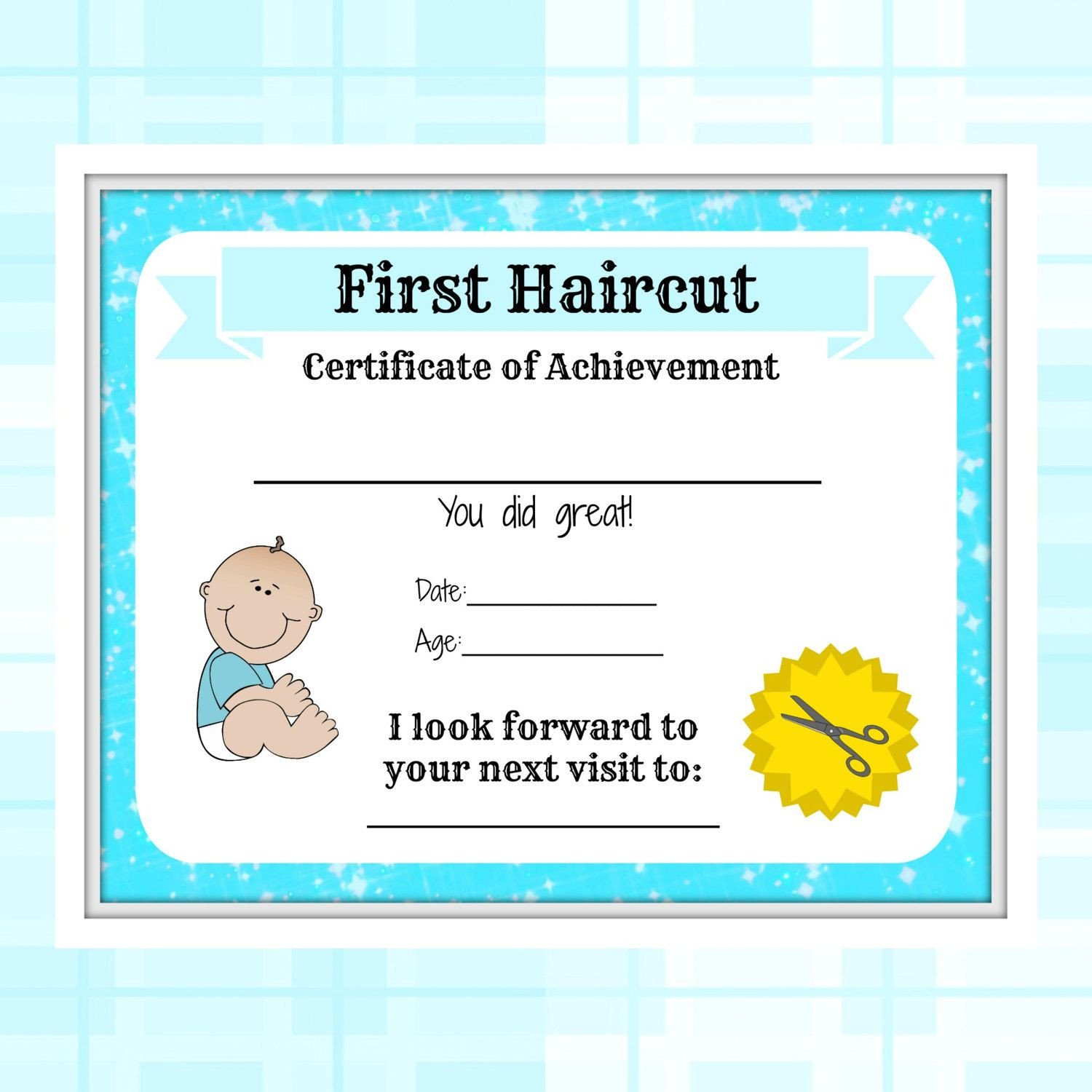 Baby First Haircut Certificate Boys First Haircut Certificate Baby First Haircut