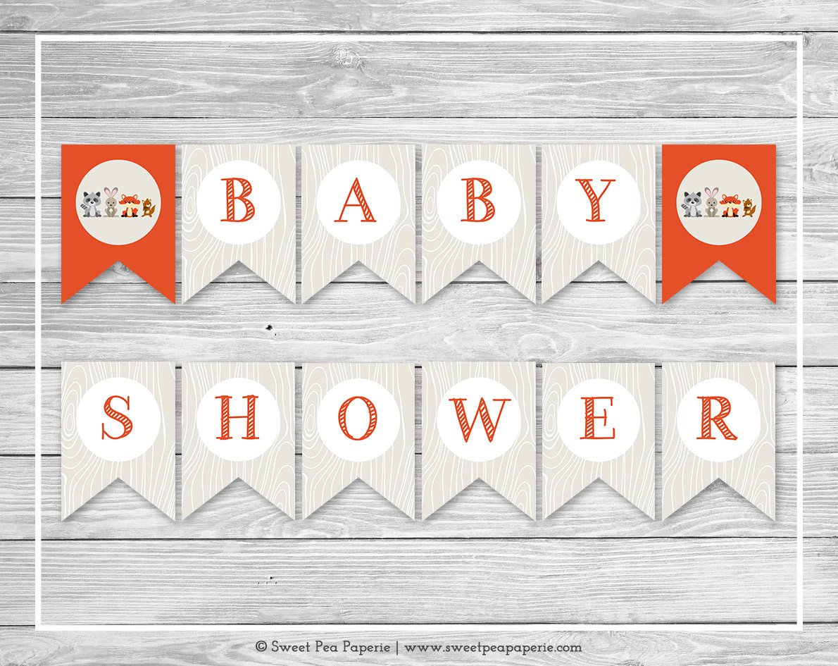 Baby Shower Banner Printable Woodland Animals Baby Shower Banner Printable Baby Shower
