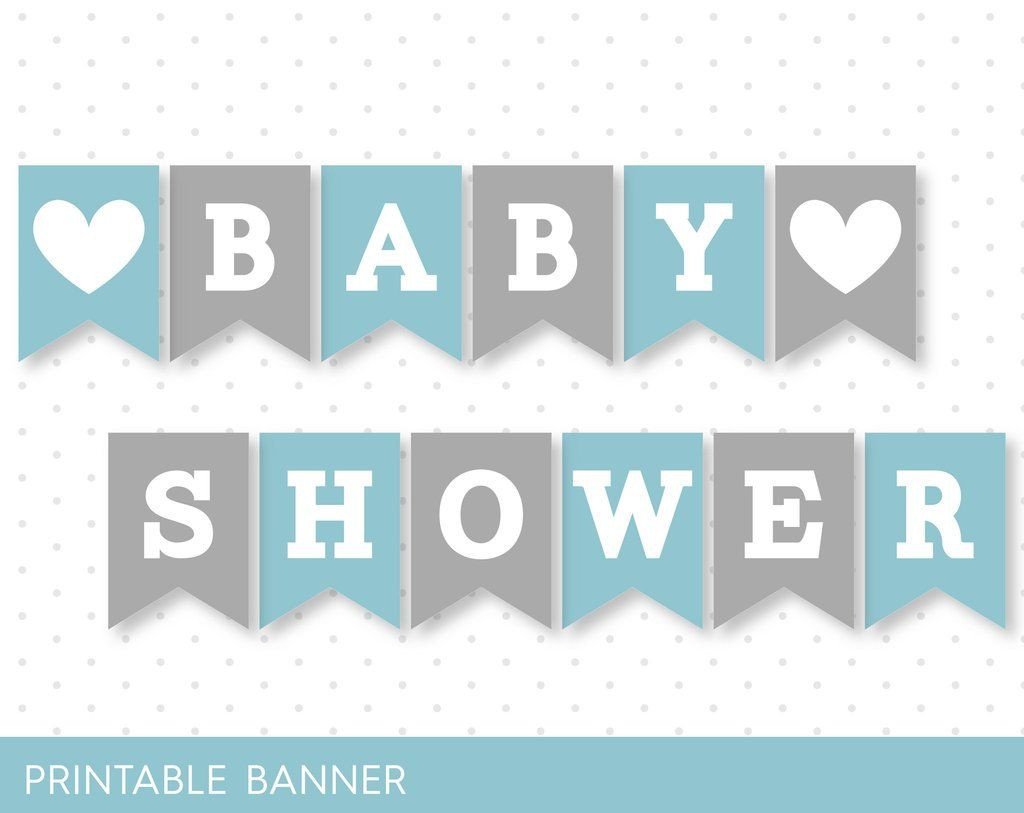 Baby Shower Banner Templates Blue Banner Grey Banner Oh Baby Banner Oh Boy Banner