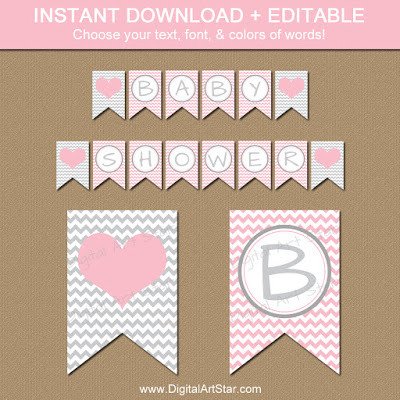 Baby Shower Banner Templates Digital Art Star Printable Party Decor January 2016