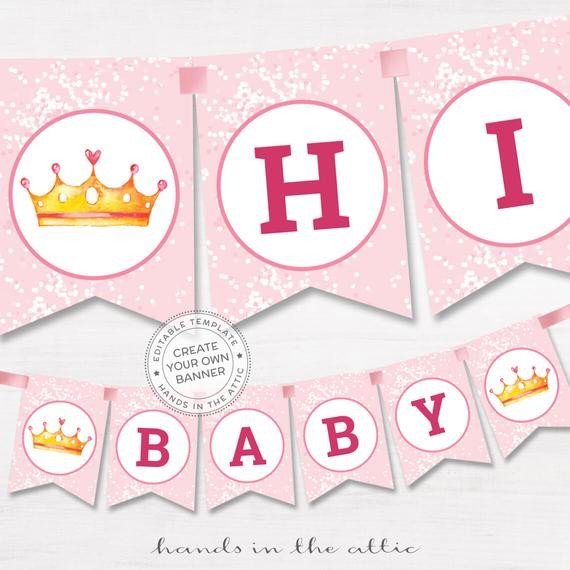 Baby Shower Banner Templates Diy Banner Pink Baby Shower Template Editable Name Garland