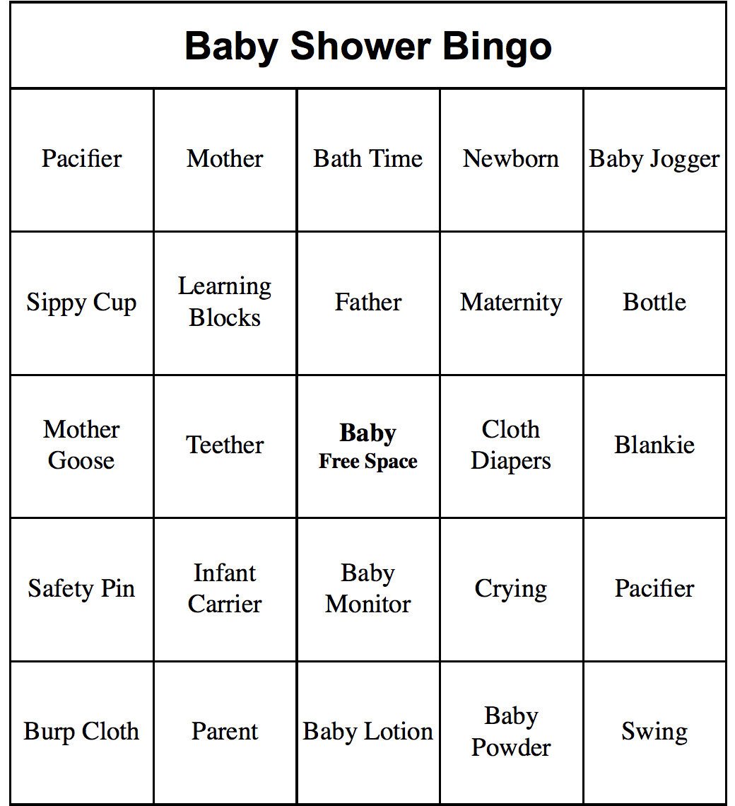 Baby Shower Bingo Template 50 Individual Printable Baby Shower Bingo Cards