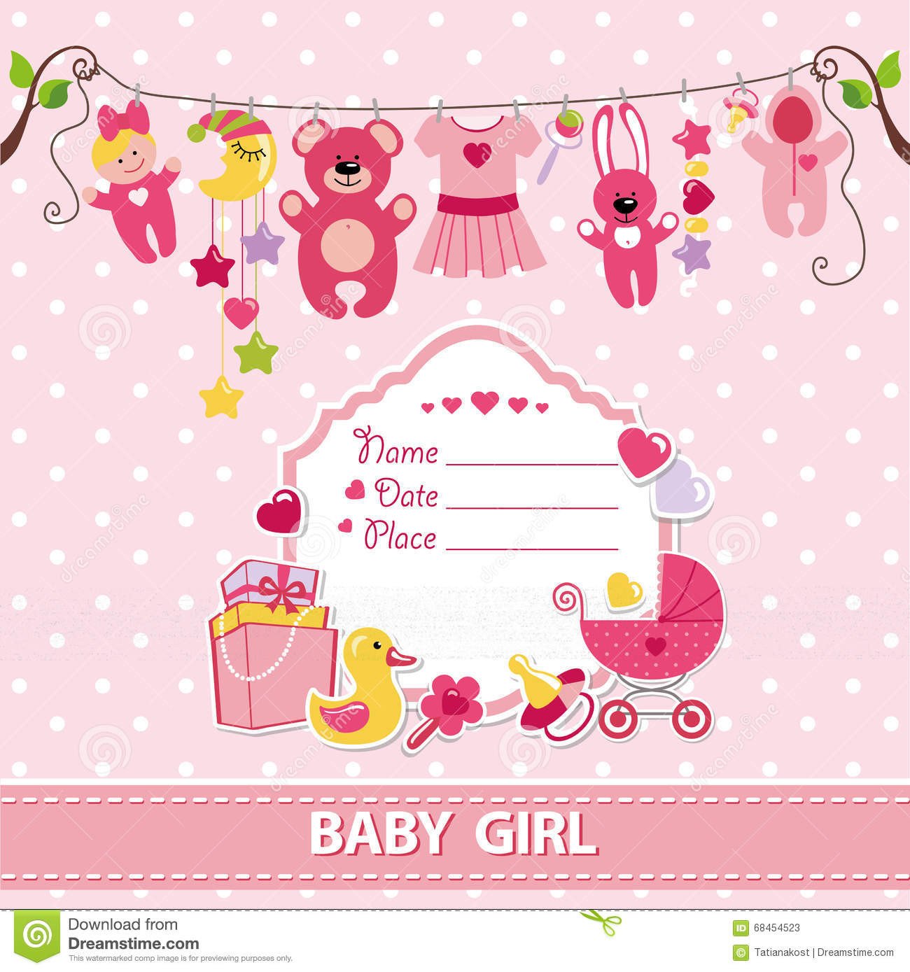 Baby Shower Card Template Baby Girl Invitation Templates