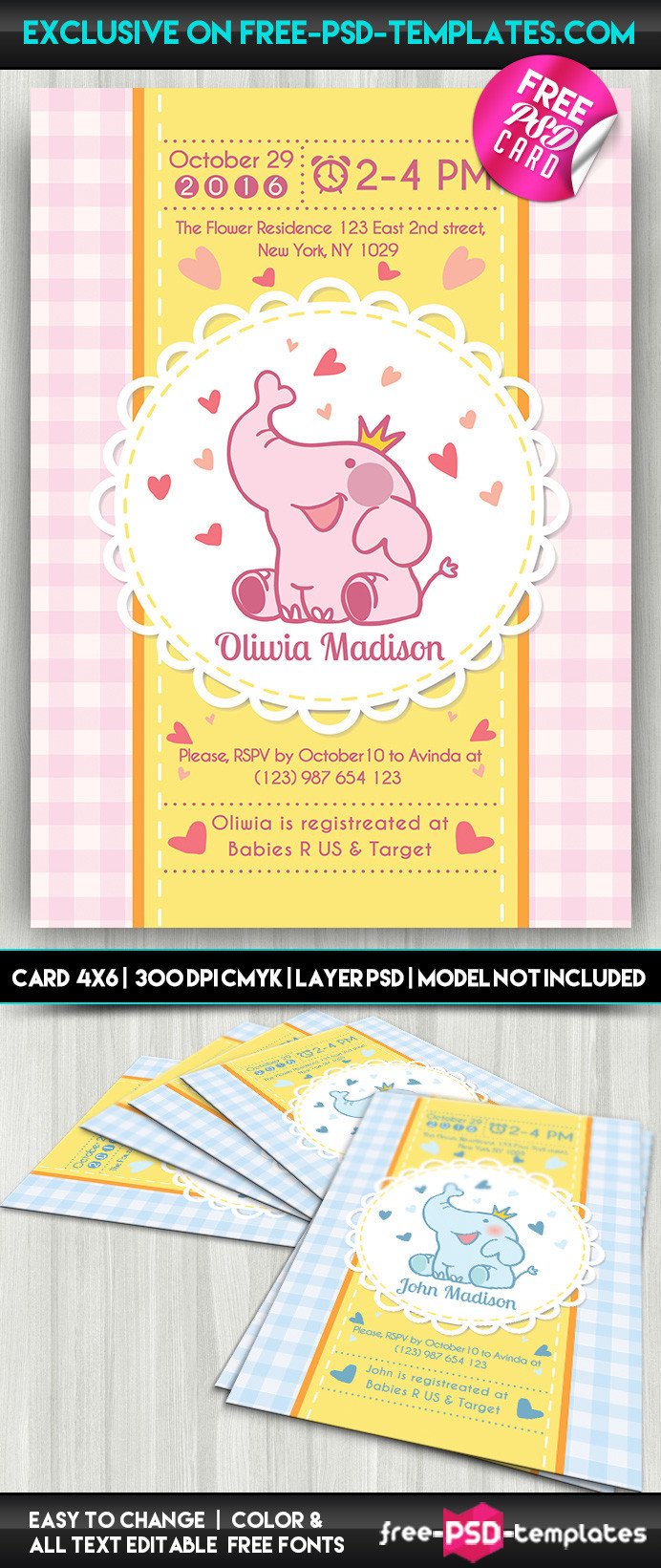 Baby Shower Card Template Baby Shower Card – Free Psd Card Template On Behance