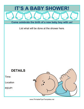 Baby Shower Flyer Template Baby Shower Flyer Boy