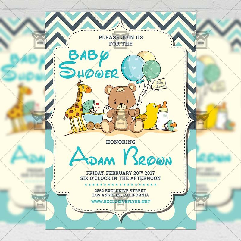 Baby Shower Flyer Template Baby Shower – Kids A5 Flyer Template