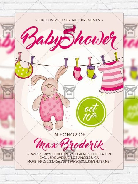 Baby Shower Flyer Template Baby Shower Vol5 – Premium Flyer Template Instagram Size