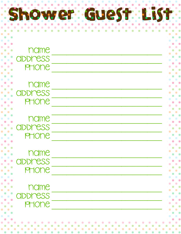Baby Shower Guest List A Mommy S Love Creations