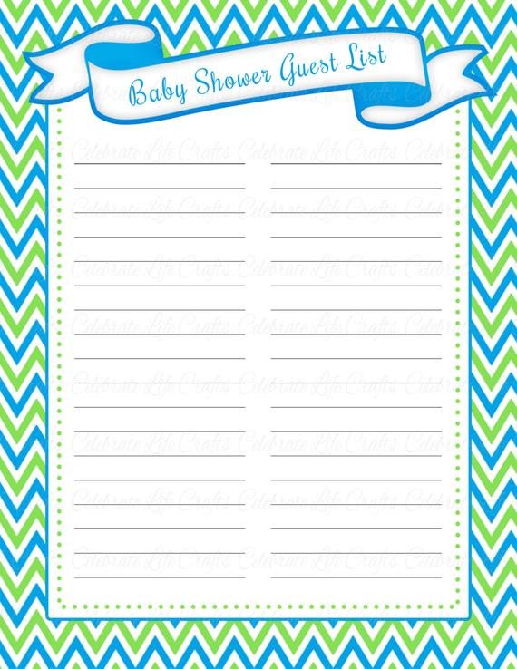 Baby Shower Guest List Baby Shower Guest List Printable Baby by Celebratelifecrafts
