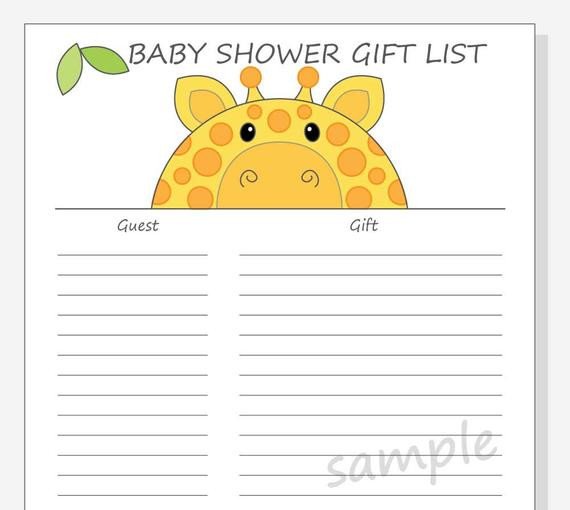 Baby Shower Guest List Diy Baby Shower Guest Gift List Printable Giraffe Design