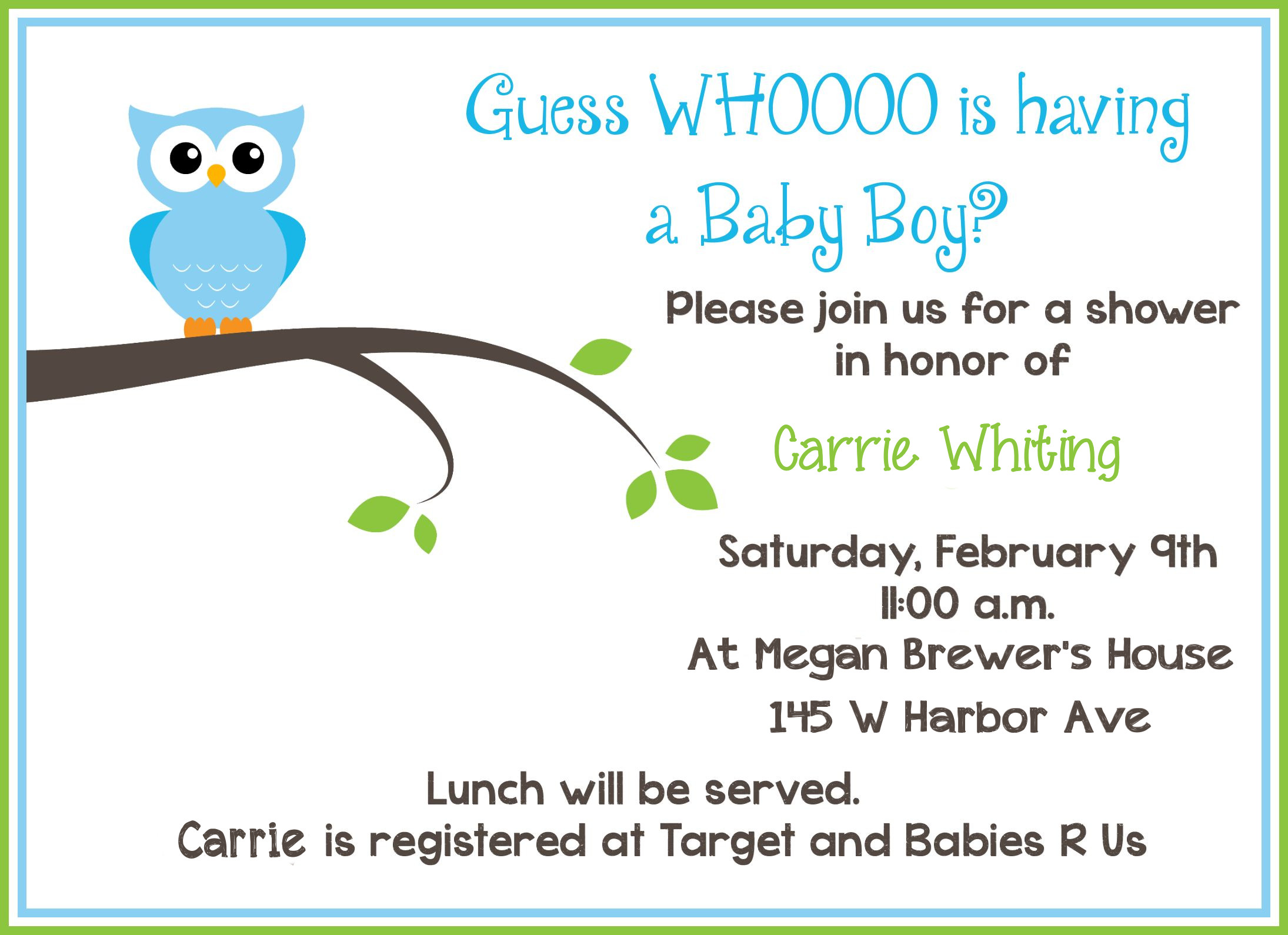 Baby Shower Invitation Free Template Templates