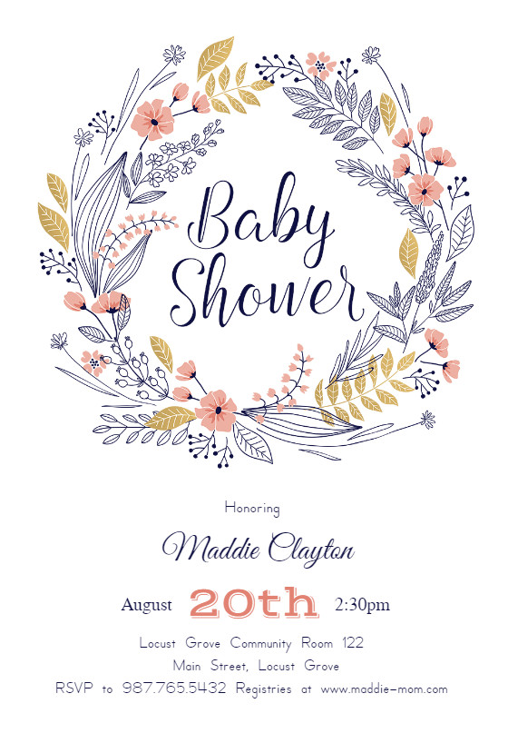 Baby Shower Invitation Template Friendship Wreath Baby Shower Invitation Template Free