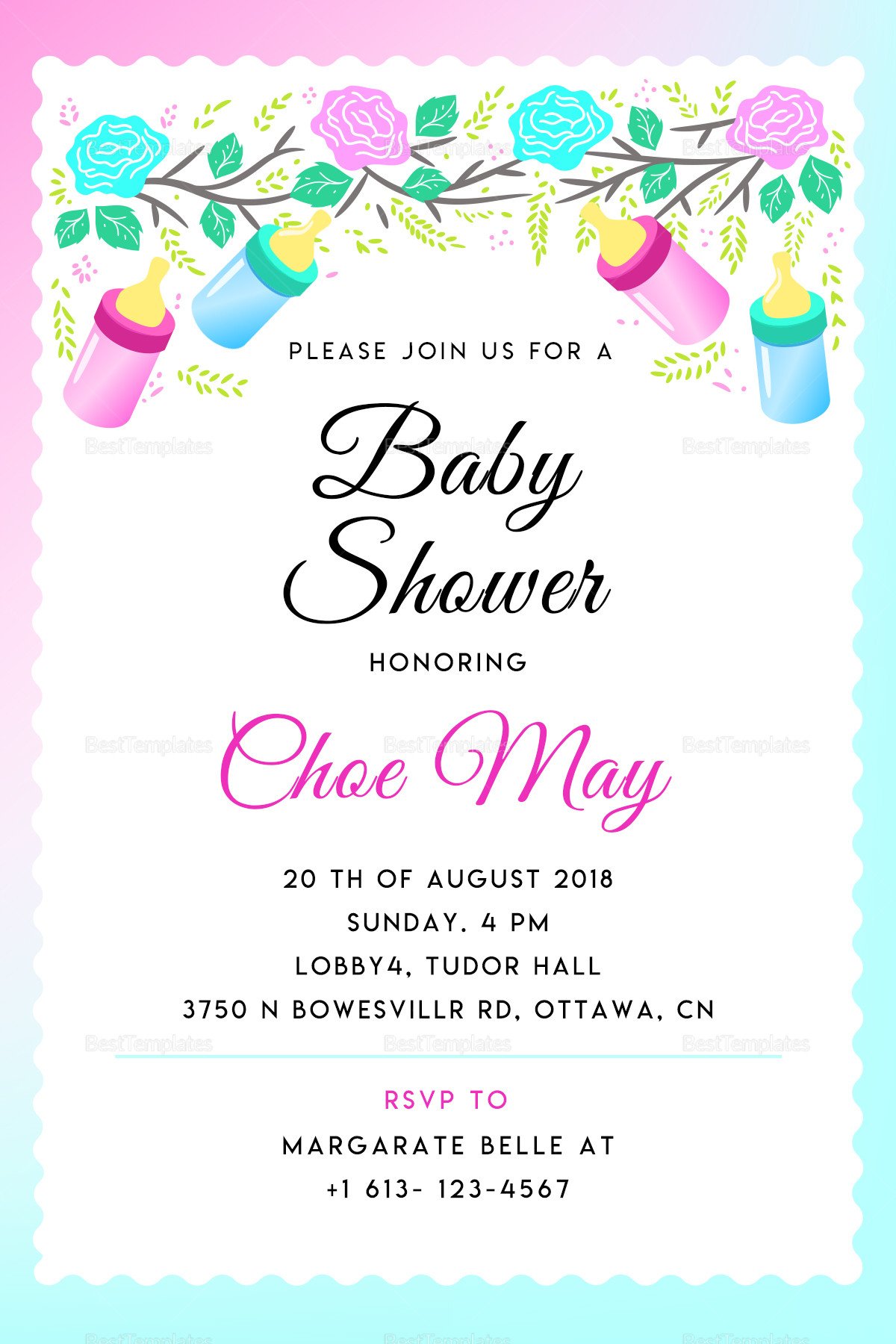 Baby Shower Invitations Templates Editable Editable Baby Shower Invitation Design Template In Psd