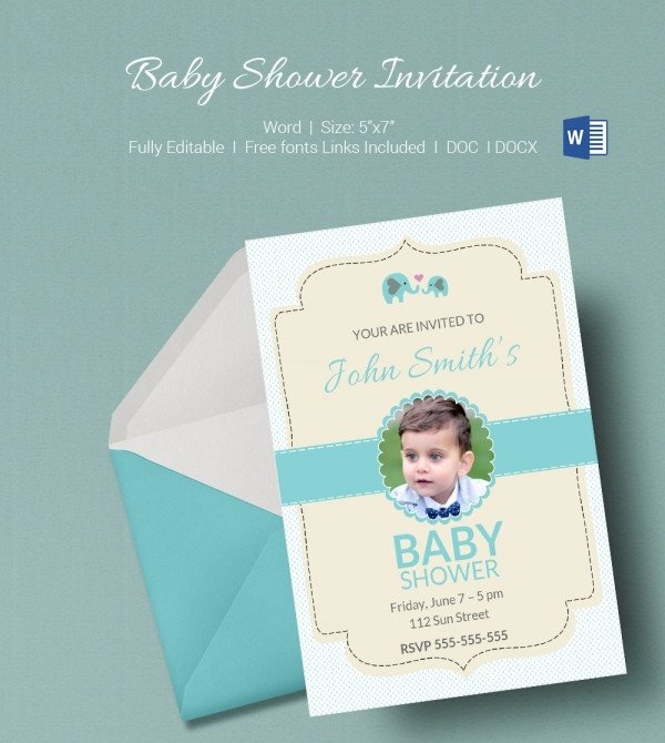Baby Shower Invite Template Word 50 Microsoft Invitation Templates Free Samples