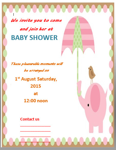 Baby Shower Invite Template Word Baby Shower Invitation Template
