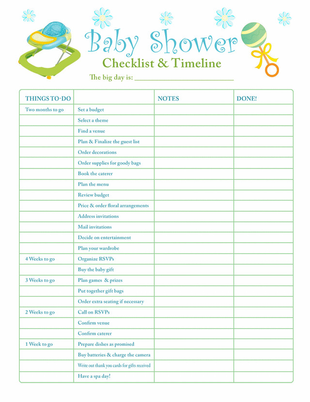 Baby Shower Planner Template Baby Checklist Free Printable Coloring Pages