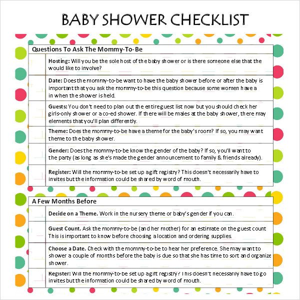 Baby Shower Planning Checklist Baby Shower Checklist 6 Free Download for Pdf Excel