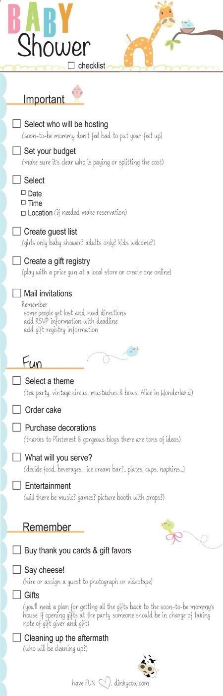 Baby Shower Planning Checklist Baby Shower Checklist for Party Planning Printable