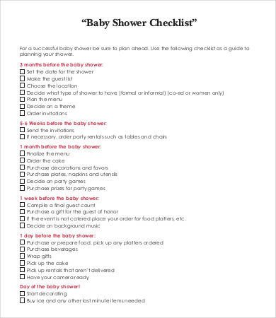 Baby Shower Planning Checklist Baby Shower Checklist Template 8 Free Word Pdf format