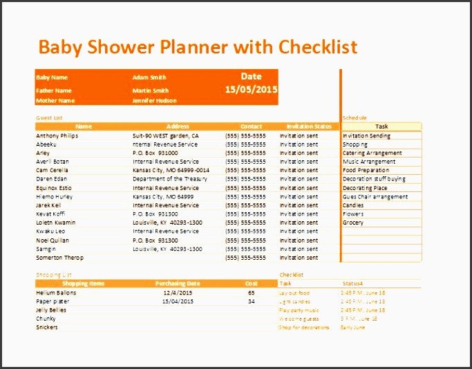 Baby Shower Planning Template 4 Download Baby Shower Planner for Free