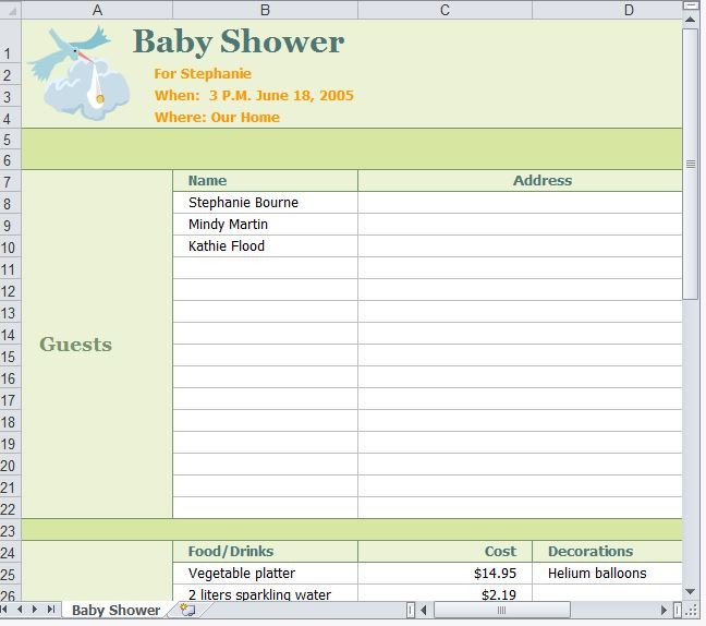 Baby Shower Planning Template Baby Shower Planner