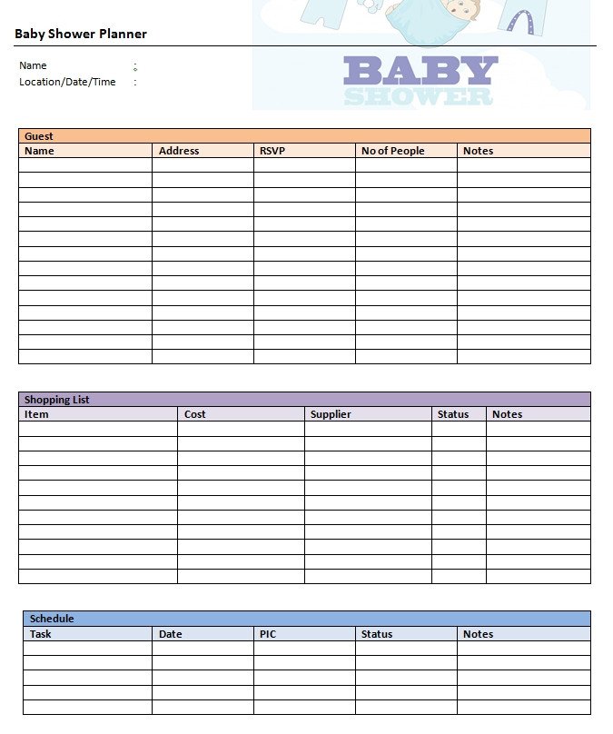 Baby Shower Planning Template Baby Shower Planner