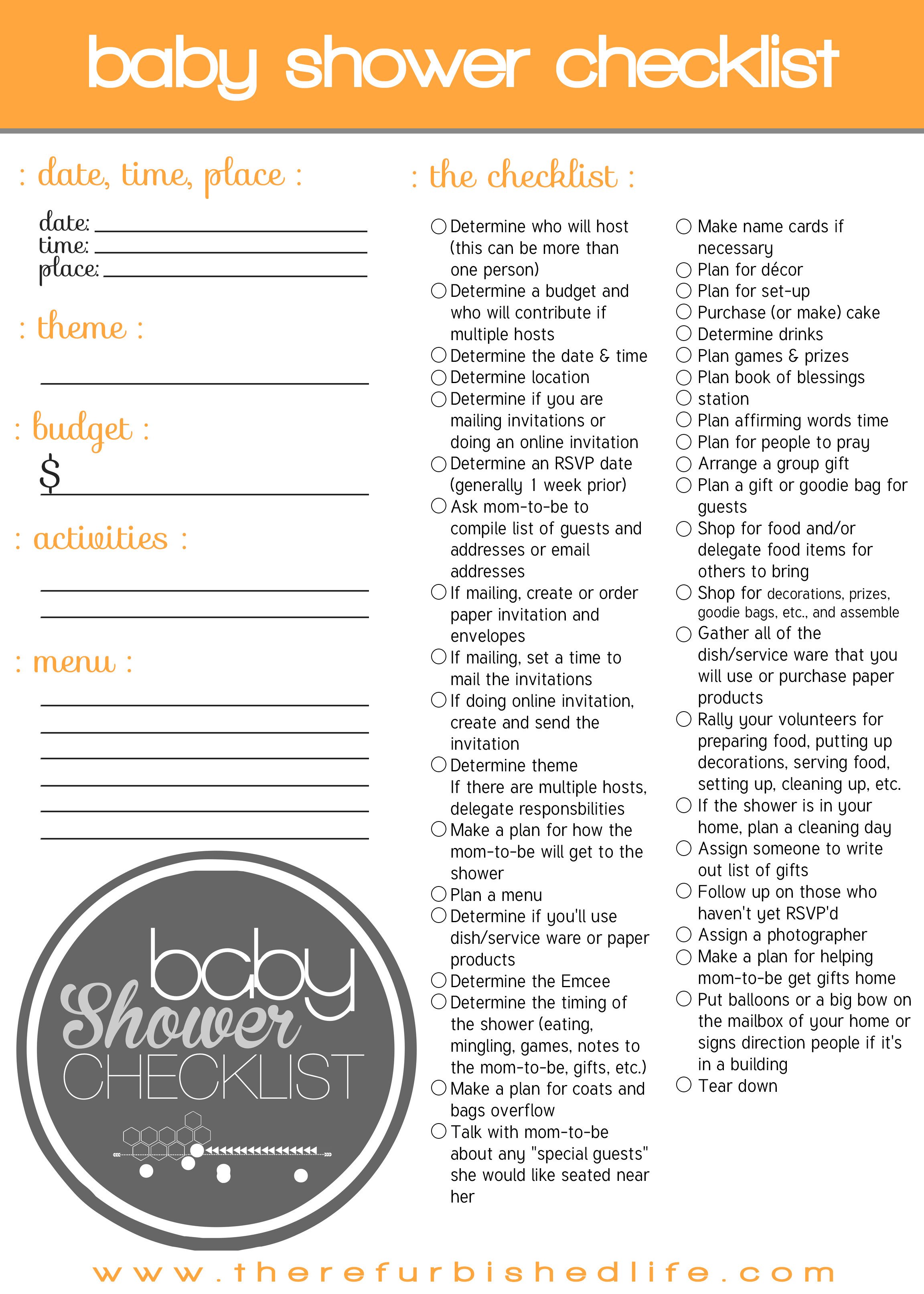 Baby Shower Planning Template Plete Baby Shower Checklist Free Printable – the