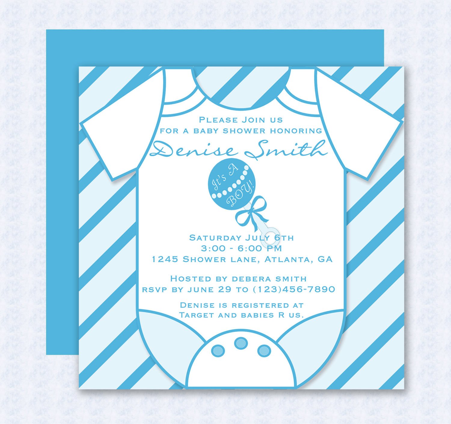 Baby Shower Template Word Blue Esie Baby Shower Invitation Editable Template