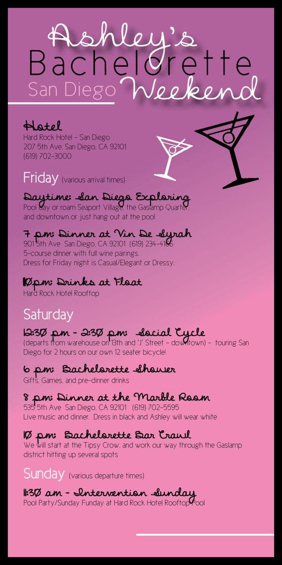 Bachelorette Itinerary Template Free Bachelorette Party Itinerary by Madewithloveinvites On
