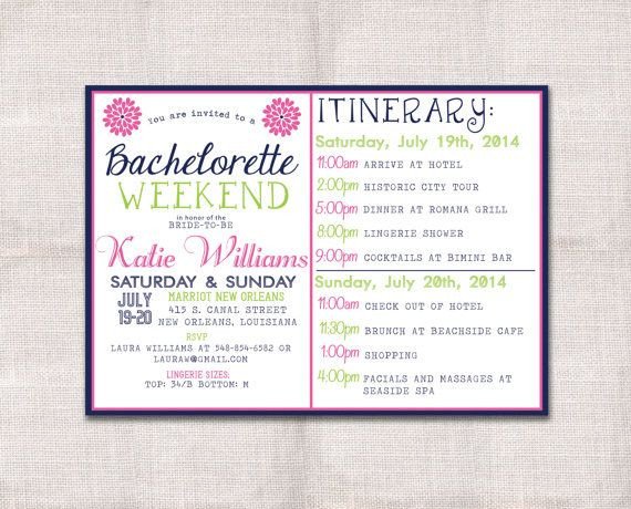 Bachelorette Itinerary Template Free Bachelorette Party Weekend Invitation and Itinerary