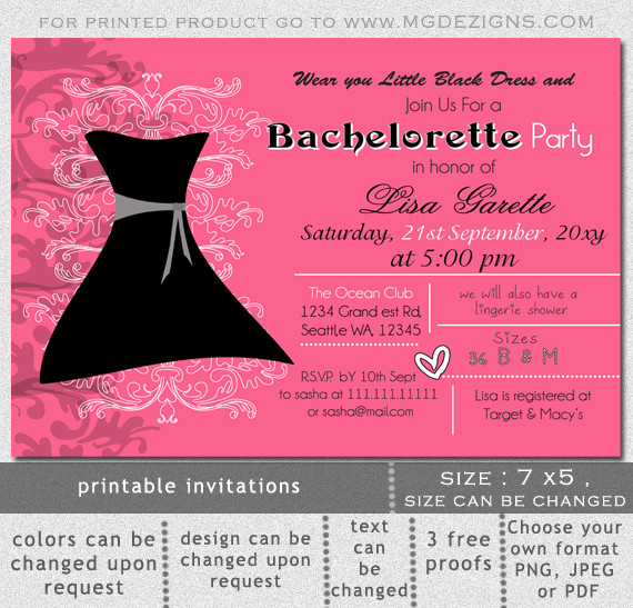 Bachelorette Party Invitations Template Free Printable Little Black Dress Bachelorette Party Invitation