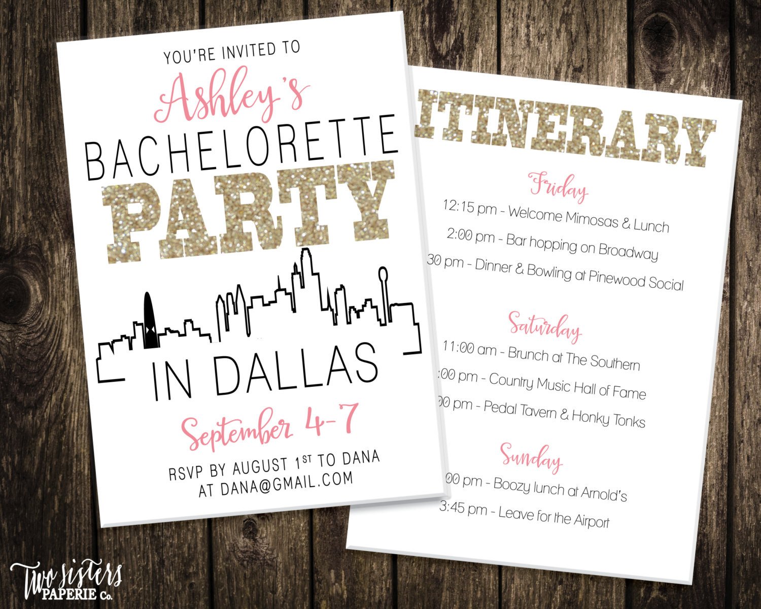 Bachelorette Party Itinerary Template Bachelorette Party Invitation &amp; Itinerary Dallas