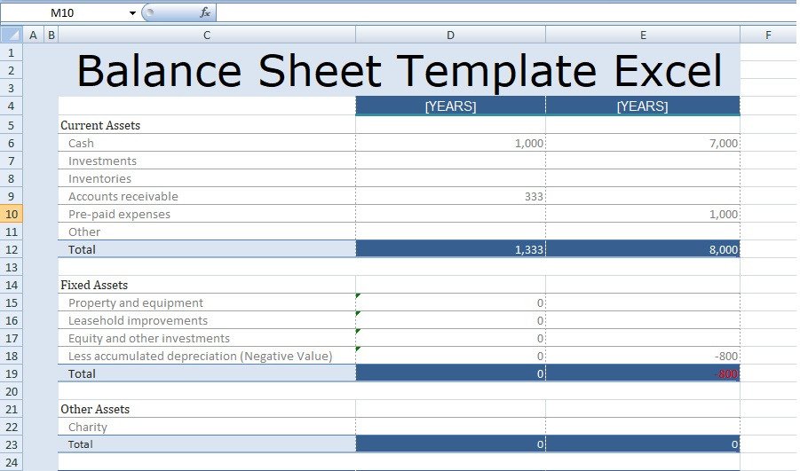 Balance Sheet Template Xls Balance Sheet Template Excel Free