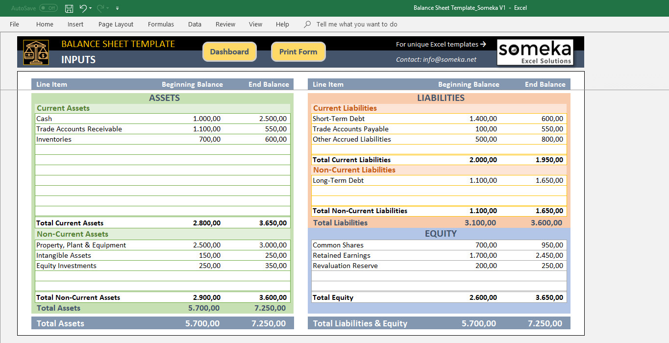 Balance Sheet Template Xls Excel Balance Sheet Template Free Accounting Templates