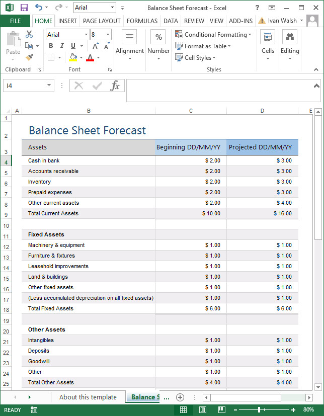 Balance Sheet Template Xls Excel Template – Balance Sheet Projected