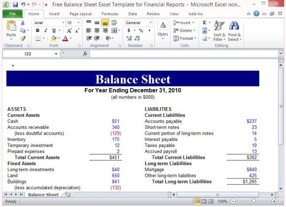 Balance Sheet Template Xls Free Balance Sheet Excel Template for Financial Reports