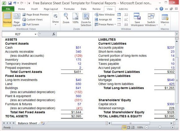 Balance Sheet Template Xls Free Balance Sheet Excel Template for Financial Reports