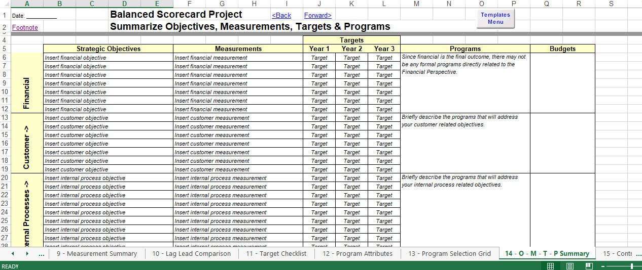 Balanced Scorecard Template Excel Balanced Scorecard Excel Template