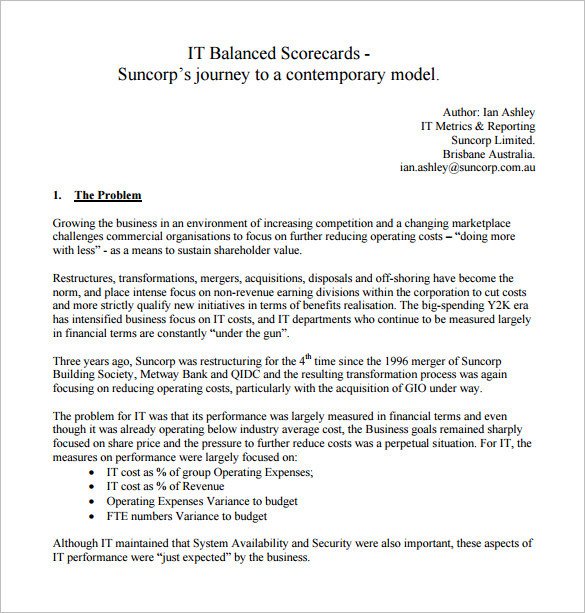 Balanced Scorecard Template Word 13 Balanced Scorecard Templates Pdf Doc Xls