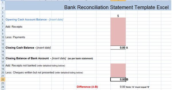 Bank Reconciliation Excel Template Bank Reconciliation Statement Excel Template Xls