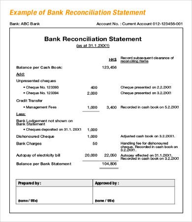 Bank Reconciliation Excel Template Bank Reconciliation Template 11 Free Excel Pdf