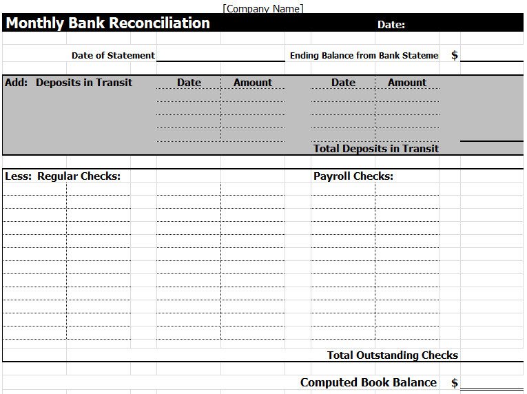 Bank Reconciliation Excel Template Bank Reconciliation Template In Excel