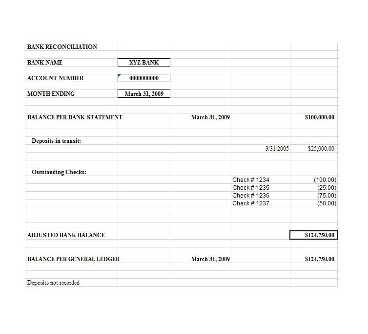 Bank Reconciliation Excel Template Bank Reconciliation Template