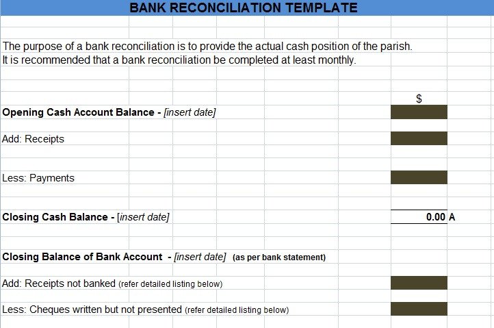 Bank Reconciliation Excel Template Bank Reconciliation Template