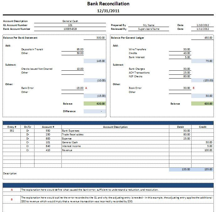 Bank Reconciliation Excel Template Free Excel Bank Reconciliation Template Download