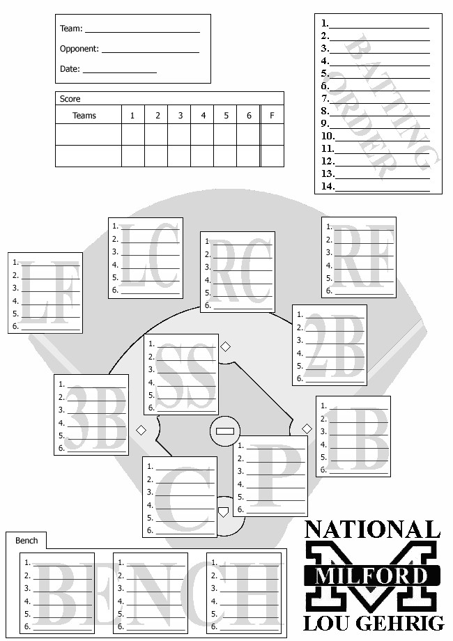 Baseball Depth Chart Template Lineup Card 4 Outfielder Lineup Card Lineup Card 4